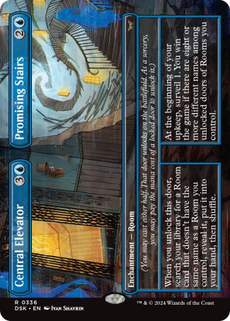 (336) Magic The Gathering Duskmourn: House of Horror: Extras Single: Central Elevator // Promising Stairs Holo Rare