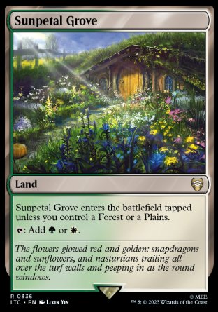 (336) Magic The Gathering Commander: The Lord of the Rings: Tales of Middle-earth Single: Sunpetal Grove  Rare