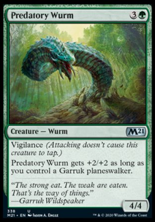 (338) Magic The Gathering Core 2021: Extras Single: Predatory Wurm  Uncommon