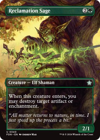(340) Magic The Gathering Magic: The Gathering Foundations: Extras Single: Reclamation Sage  Uncommon