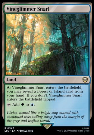 (343) Magic The Gathering Commander: The Lord of the Rings: Tales of Middle-earth Single: Vineglimmer Snarl  Rare