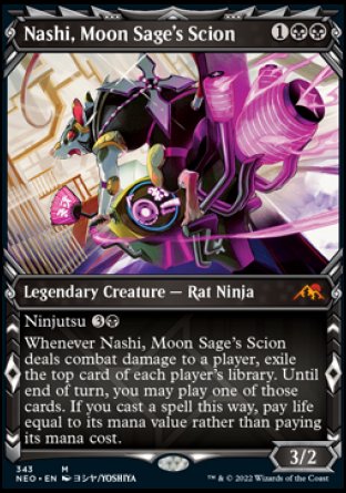 (343) Magic The Gathering Kamigawa: Neon Dynasty: Extras Single: Nashi, Moon Sage's Scion (V.1) Holo Mythic