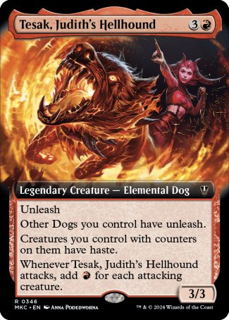 (346) Magic The Gathering Commander: Murders at Karlov Manor: Extras Single: Tesak, Judith's Hellhound  Rare