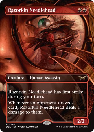 (347) Magic The Gathering Duskmourn: House of Horror: Extras Single: Razorkin Needlehead Holo Rare