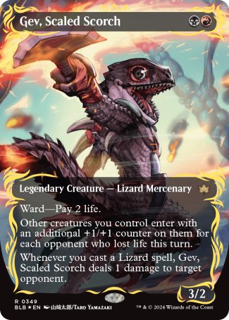 (349) Magic The Gathering Bloomburrow: Extras Single: Gev, Scaled Scorch Holo Rare