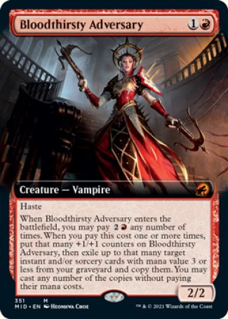 (351) Magic The Gathering Innistrad: Midnight Hunt: Extras Single: Bloodthirsty Adversary Holo Mythic