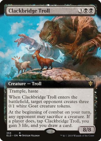 (353) Magic The Gathering Throne of Eldraine: Extras Single: Clackbridge Troll Holo Rare
