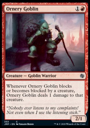 (353) Magic The Gathering Jumpstart Single: Ornery Goblin  Common