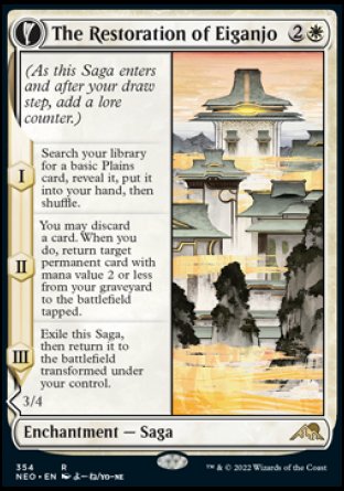 (354) Magic The Gathering Kamigawa: Neon Dynasty: Extras Single: The Restoration of Eiganjo // Architect of Restoration (V.1) Holo Rare