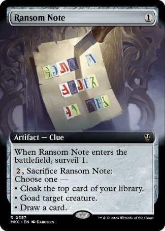 (357) Magic The Gathering Commander: Murders at Karlov Manor: Extras Single: Ransom Note (V.3)  Rare