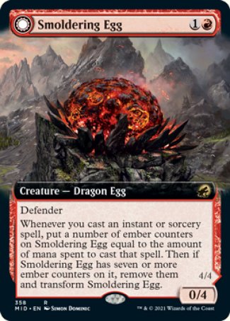 (358) Magic The Gathering Innistrad: Midnight Hunt: Extras Single: Smoldering Egg // Ashmouth Dragon Holo Rare