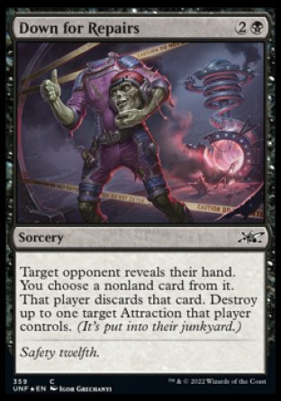 (359) Magic The Gathering Unfinity: Extras Single: Down for Repairs Holo Common
