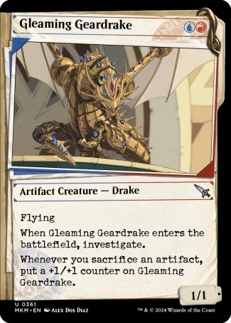 (361) Magic The Gathering Murders at Karlov Manor: Extras Single: Gleaming Geardrake Holo Uncommon