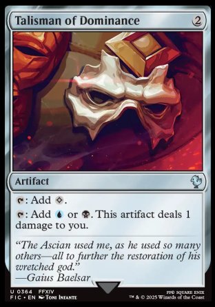 (364) Magic The Gathering Commander: Magic: The Gathering - FINAL FANTASY: Collector's Edition Single: Talisman of Dominance Holo Uncommon