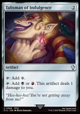 (366) Magic The Gathering Commander: Magic: The Gathering - FINAL FANTASY: Collector's Edition Single: Talisman of Indulgence Holo Uncommon