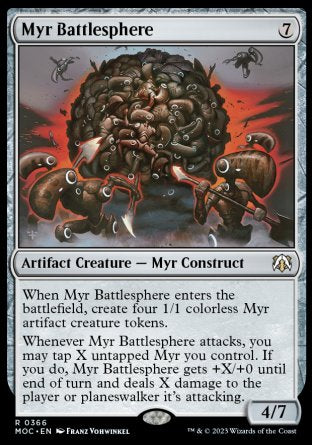 (366) Magic The Gathering Commander: March of the Machine Single: Myr Battlesphere  Rare
