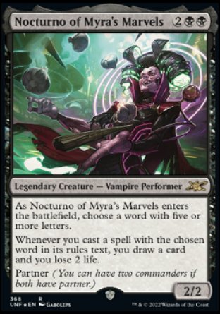 (368) Magic The Gathering Unfinity: Extras Single: Nocturno of Myra's Marvels (V.2) Holo Rare