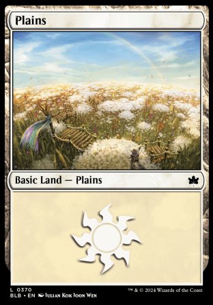 (370) Magic The Gathering Bloomburrow: Extras Single: Plains (V.2) Holo Land