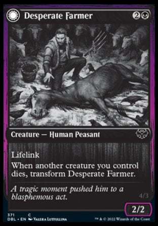 (371) Magic The Gathering Innistrad: Double Feature Single: Desperate Farmer // Depraved Harvester  Common
