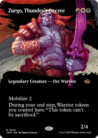(376) Magic The Gathering Tarkir: Dragonstorm: Extras Single: Zurgo, Thunder's Decree Holo Rare