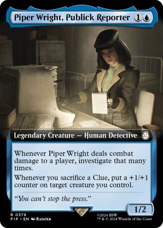 (379) Magic The Gathering Universes Beyond: Fallout: Extras Single: Piper Wright, Publick Reporter (V.1)  Holo Rare