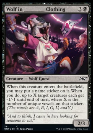 (381) Magic The Gathering Unfinity: Extras Single: Wolf in ________ Clothing Holo Common