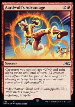 (383) Magic The Gathering Unfinity: Extras Single: Aardwolf's Advantage  Common