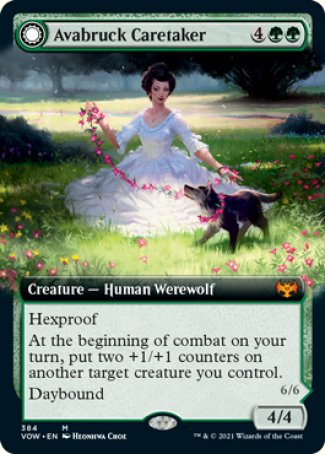(384) Magic The Gathering Innistrad: Crimson Vow: Extras Single: Avabruck Caretaker // Hollowhenge Huntmaster  Mythic