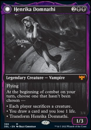 (386) Magic The Gathering Innistrad: Double Feature Single: Henrika Domnathi // Henrika, Infernal Seer Holo Mythic