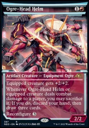 (387) Magic The Gathering Kamigawa: Neon Dynasty: Extras Single: Ogre-Head Helm (V.1) Holo Rare