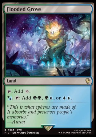 (393) Magic The Gathering Commander: Magic: The Gathering - FINAL FANTASY: Collector's Edition Single: Flooded Grove Holo Rare