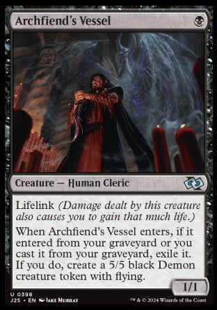 (398) Magic The Gathering Foundations Jumpstart Single: Archfiend's Vessel  Uncommon