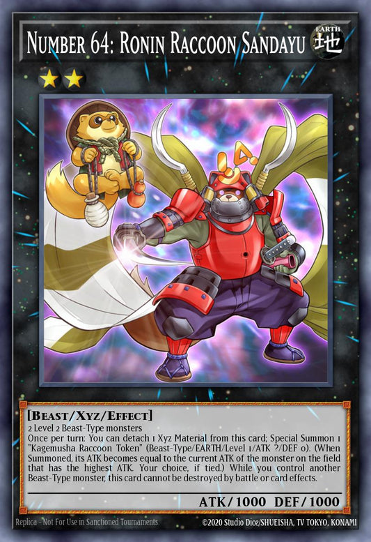 (161) YuGiOh TCG MP14: 2014 Mega-Tins Mega-Pack Single: Number 64: Ronin Raccoon Sandayu  Rare