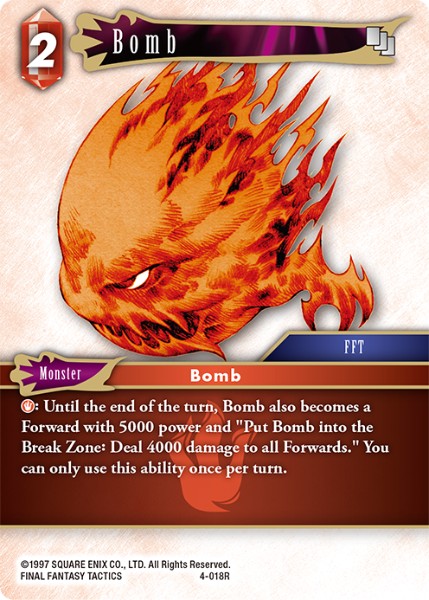 (018) Final Fantasy TCG Opus IV Single: Bomb (4-018)  Rare