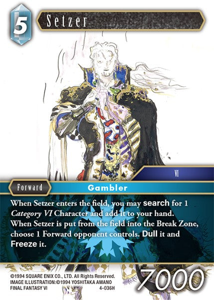 (036) Final Fantasy TCG Opus IV Single: Setzer (4-036) Holo Hero