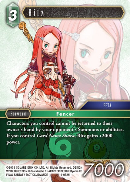 (072) Final Fantasy TCG Opus IV Single: Ritz (4-072) Holo Hero