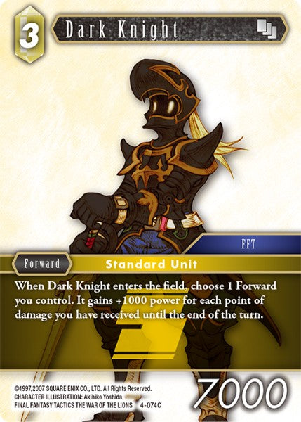 (074) Final Fantasy TCG Opus IV Single: Dark Knight (4-074) Holo Common