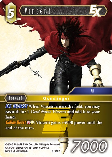(075) Final Fantasy TCG Opus IV Single: Vincent (4-075) Holo Hero