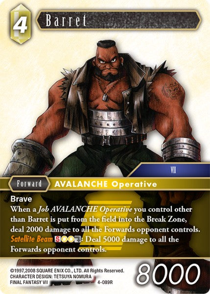 (089) Final Fantasy TCG Opus IV Single: Barret (4-089) Holo Rare