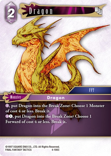(106) Final Fantasy TCG Opus IV Single: Dragon (4-106)  Common