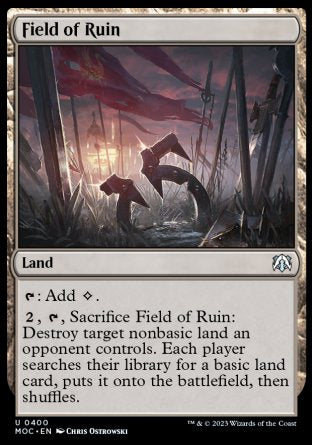 (400) Magic The Gathering Commander: March of the Machine Single: Field of Ruin  Uncommon