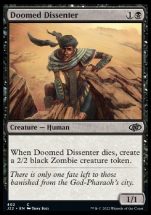 (402) Magic The Gathering Jumpstart 2022 Single: Doomed Dissenter  Common