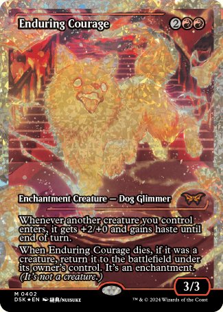(402) Magic The Gathering Duskmourn: House of Horror: Extras Single: Enduring Courage (V.3) Holo Mythic