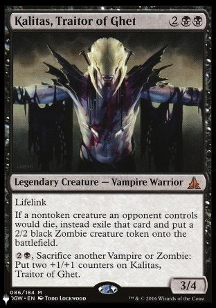 (086) Magic The Gathering The List Single: Kalitas, Traitor of Ghet  Mythic