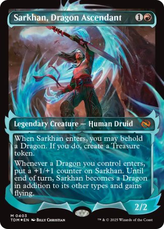 (403) Magic The Gathering Tarkir: Dragonstorm: Extras Single: Sarkhan, Dragon Ascendant (V.2) Holo Mythic