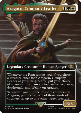 (410) Magic The Gathering The Lord of the Rings: Tales of Middle-earth: Extras Single: Aragorn, Company Leader (V.2) Holo Rare