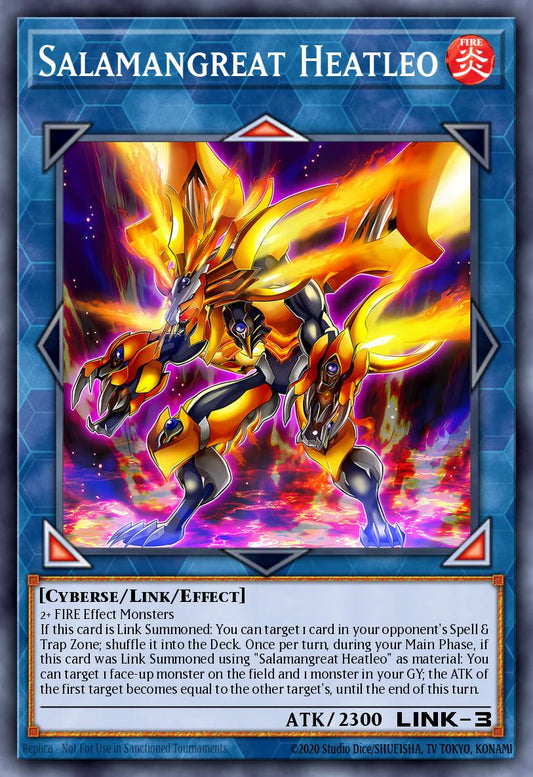 (186) YuGiOh TCG MP19: 2019 Gold Sarcophagus Tin Mega Pack Single: Salamangreat Heatleo  Secret Rare