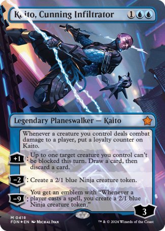 (418) Magic The Gathering Magic: The Gathering Foundations: Extras Single: Kaito, Cunning Infiltrator (V.2) Holo Mythic