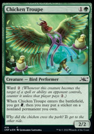 (419) Magic The Gathering Unfinity: Extras Single: Chicken Troupe Holo Common