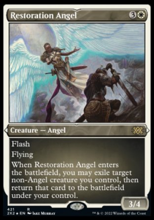 (421) Magic The Gathering Double Masters 2022: Extras Single: Restoration Angel  Rare